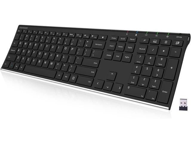 Arteck 2.4G Wireless Keyboard Stainless Steel Ultra Slim Full Size Keyboard  with Numeric Keypad for Computer/Desktop/PC/Laptop/Surface/Smart TV and  Windows 10/8/ 7 Built in Rechargeable Battery - Newegg.com