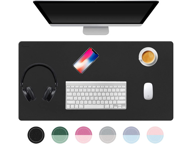 TOWWI Desk Pad, Leather Mouse Pad, 32”x16” Laptop Desk Mat Blotter ...