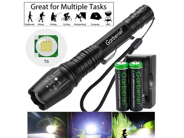 2x Tactical Flashlight Ultrafire 5 Modes  High Powered Zoom Aluminum & Battery 