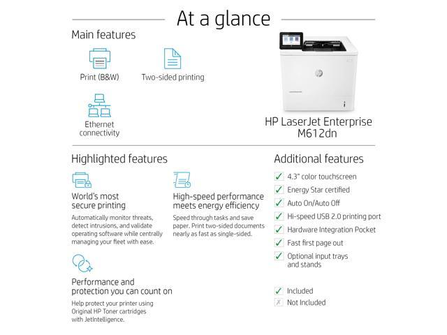 HP LaserJet Enterprise M612dn Desktop Laser Printer Monochrome