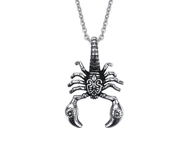 Scorpio Necklace Large Heavy Stainless Steel Men Zodiac Constellation ...