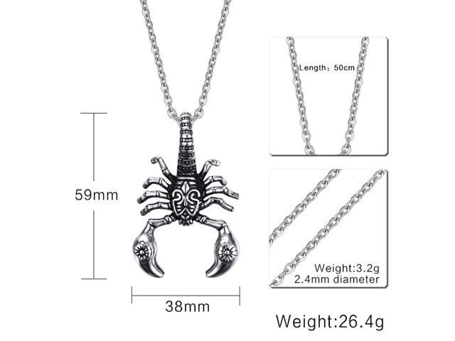 Scorpio Necklace Large Heavy Stainless Steel Men Zodiac Constellation ...