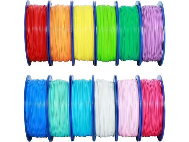 1.75mm ABS 3D Printer Filament 12 Spools Bundle, 12 Most Beautiful ABS  Colors Packed, Each Spools 0.5kg, Total 6kgs 3D Printer ABS Material with  One