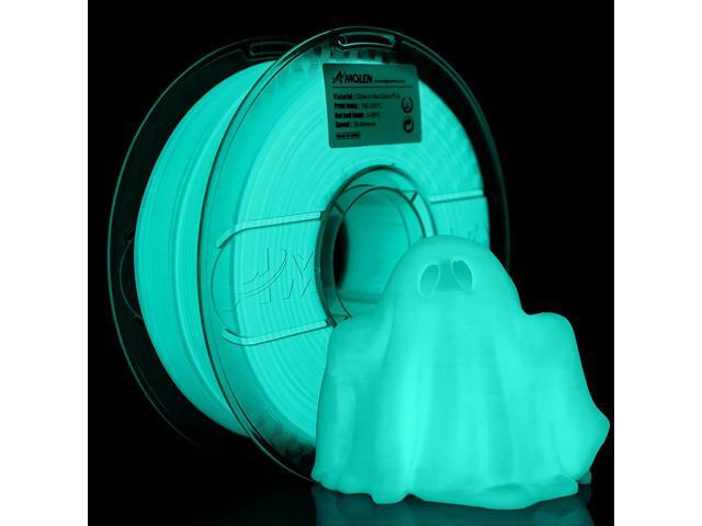 AMOLEN PLA 3D Printer Filament, Glow PLA Filament Blue Green 1.75mm, Teal PLA Filament, 3D Printing Filament 1KG/2.2lb