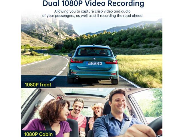 Dual Dash Cam 4K, Dash Cam Front and Inside, Dash Camera for Cars with 64GB  SD Card, Infrared Night Vision, 1.5 inch IPS Screen, Loop Recording