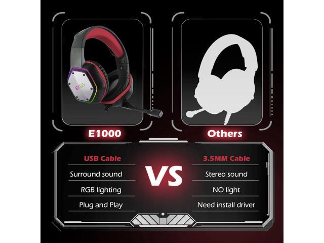 EKSA E1000 Gaming Headset, Computer Headphones with Noise Canceling Mic ...