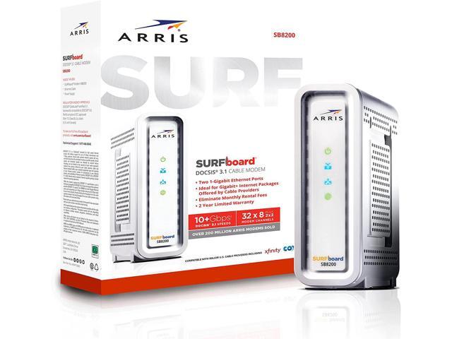 radiator Syndicate nedsænket ARRIS SURFboard SB8200 DOCSIS 3.1 Gigabit Cable Modem | Approved for Cox,  Xfinity, Spectrum & others | White , Max Internet Speed Plan 1000 Mbps -  Newegg.com