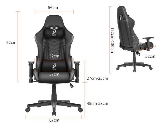 Szd Gaming Chair With Rgb Led Light Racing Computer Office Chair High Back Pu Leather Executive Ergonomic Hydraulic Swivel Seat Height Adjustable Headrest And Lumbar Support 3d Armrest Black White Newegg Com