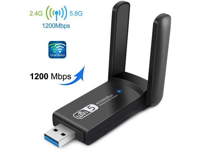 USB WiFi Adapter 1200Mbps Wireless Internet Adapter USB 3.0 WiFi Dongle for PC 802.11AC with 3dBi High Gain Antenna Support Linux Mac OS 10.15 Windows 10/8.1/8/7/ XP System, Easy to Use
