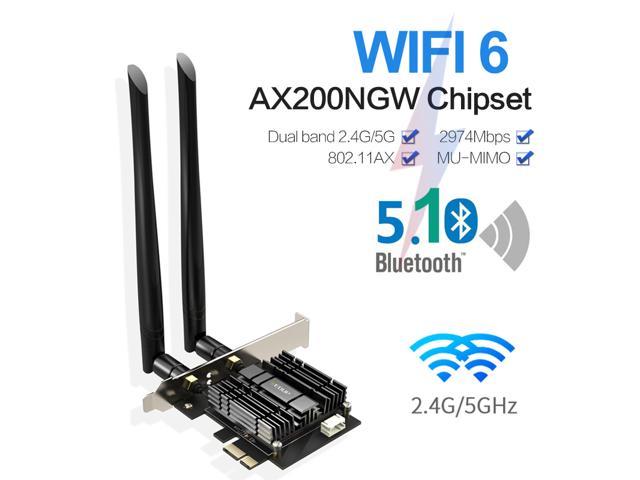 WiFi 6 Card AX 3000Mbps PCIe Network Card AX200 802.11AX 2.4Ghz/5.8Ghz with Bluetooth 5.0 & Heat Sink Wireless PCI Express Wi-Fi Adapters Dual Band Antenna for Windows 10 64-bit