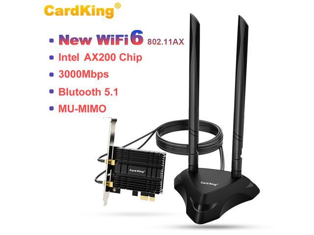Cardking PCIe WiFi 6 Card for Desktop PC, 3000Mbps 802.11AX Dual Band Wireless Bluetooth 5.1 Adapter with Magnetic Antenna Base, MU-MIMO, OFDMA, Advanced Heat Sink Support Windows 10 64bit