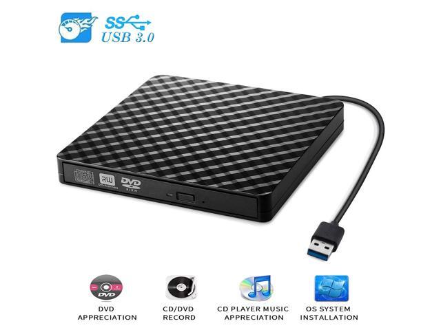 External DVD CD Drive USB 3.0 Burner Writer Drive Player High Speed Data Transfer for Laptop/Desktop/MacBook/Mac OS/Windows10/8/7/XP/Vista (Black)