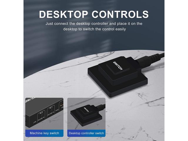 KVM Switch HDMI 2 Port Box,USB and HDMI Switch for 2 Computers Share Keyboard Mouse Printer Monitor Support HUD 4K@30Hz for Laptop,PC,Xbox HDTV with 2X USB Cable,1x Switch Button Cable