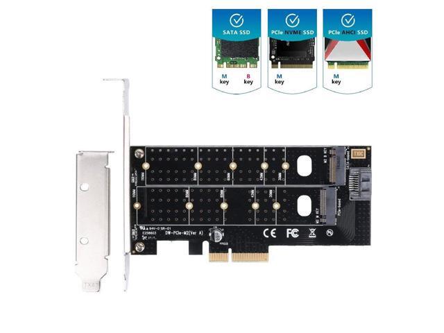 Dual M.2 PCIe Adapter, M2 SSD NVME (m-Key) or SATA (b-Key) 22110 2280 2260 2242 2230 to PCI-e 3.0 x4 Host Controller Expansion Card for Desktop PCI Express Slots