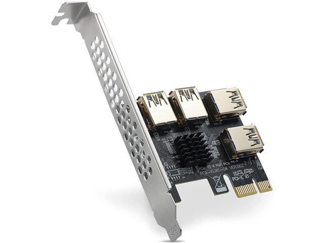PCI Express Multiplier Riser Card,PCIe Splitter 1 to 4 PCI-Express 16X Slots Expansion Card Board, PCI-E 1x to External PCI-e USB 3.0 Converter Adapter Card 4 Ports for Bitcoin ETH Mining Miner Device