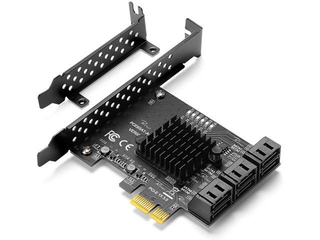 PCIe SATA Card, PCI-E 3.0 to 6 Port SATA Card, SATA Controller Expansion Card with Low Profile Bracket, Non-Raid, Boot as System Disk, Support 6 SATA 3.0 Devices