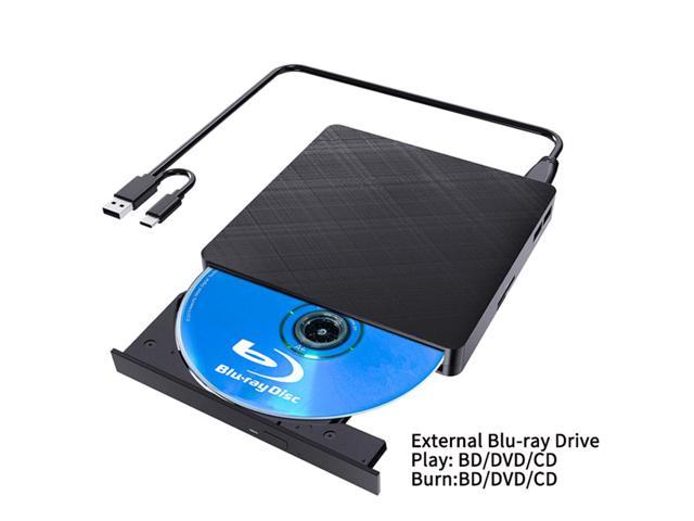 External Bluray Drive, 5-in-1 USB 3.0 & Type-C 3D Blu-ray External CD DVD  Burner Reader Writer Slim BD CD DVD Optical Bluray Drive forWindows 