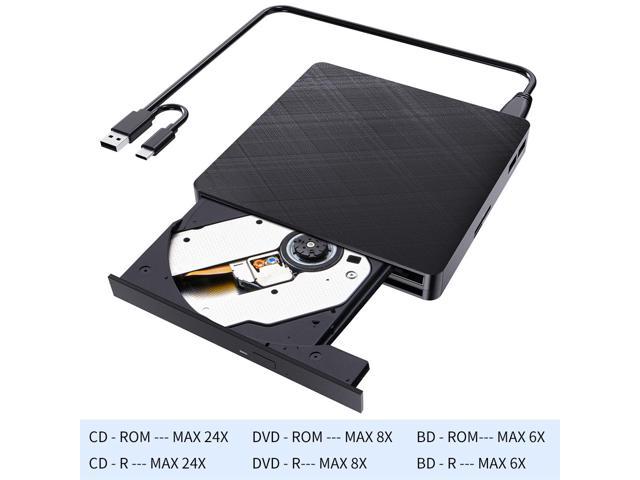 External Bluray Drive, 5-in-1 USB 3.0 & Type-C 3D Blu-ray External 