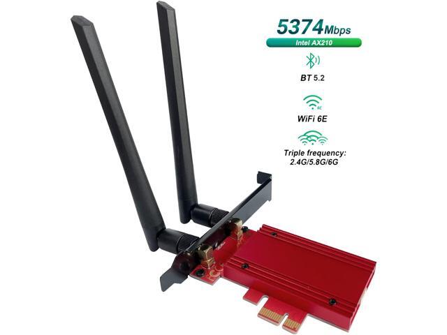 PCIe WiFi 6E Card, AX210 Network Card,Tri-Band 6G/5.8G/2.4GHz, Bluetooth 5.2 (802.11ax) 5400Mbps Wireless Wi-Fi Cards Adapter with MU-MIMO, OFDMA, Support Windows 10/11 (64-bit) for Desktop PC (Red)