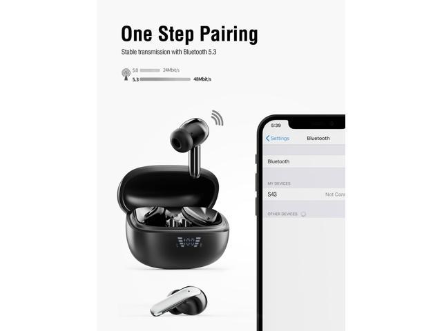 True Wireless Earbuds, Bluetooth 5.3 Headphones 40H Playtime with