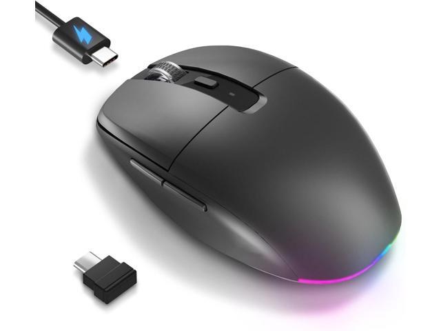 AUTYUE Type C Rechargeable Wireless Mouse, 2.4G USB C RGB Lighting Computer Mice Silent Click, Ergonomic Design Wireless Mouse for MacBook Air/Pro, Laptop (USB-C Charging Port)