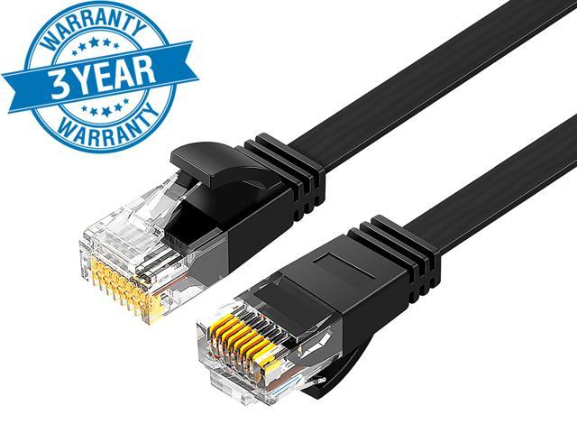 Cat 6 Ethernet Cable 50 ft Black Long Internet Network Cable High Speed Flat LAN Cable RJ45 Cord for Gaming Switch Modem Router Coupler