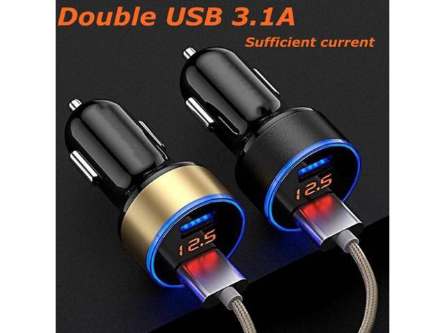 Portable Dual USB  LED Digital Display Quick Charge 5V 3.1A Car Charger Adapter