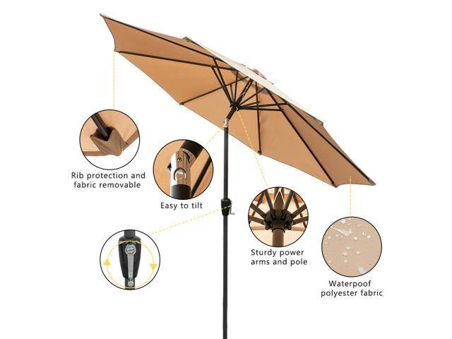 2.7M Hand-cranking Style Foldable Waterproof Folding Sunshade Tawny Sturdy and Stable