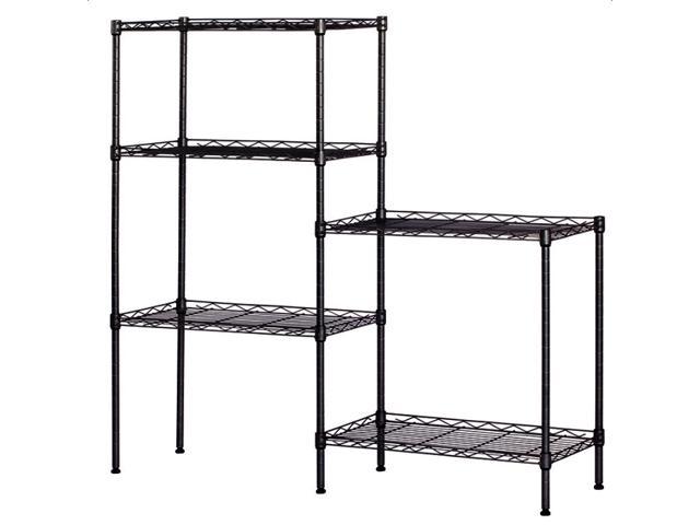 Black 5-Tier Layer Shelf Adjustable Wire Metal Shelving Rack High Quality Garage 21.25" x 11.42" x 59.06"