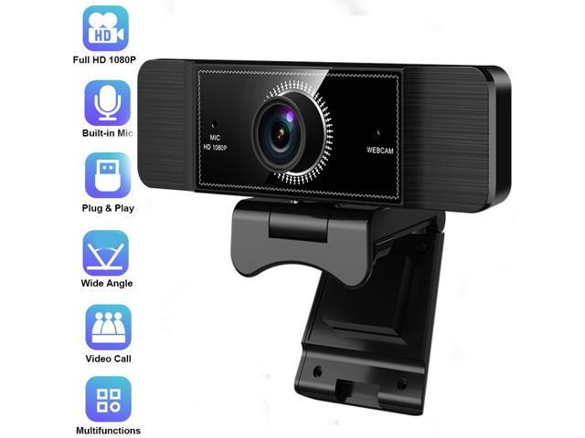 Webcam with Microphone, 1080P Full HD Webcam with 360° Rotation, USB Web Cam for PC or Laptop Video Calling, Compatible for Win10/8/8.1/7/XP Linux for Skype, Streaming, Teleconference, Video Chat