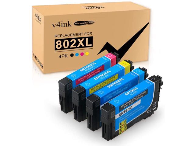 V4ink Ink Cartridge Replacement For 802xl 802 T802xl T802 To Use With Workforce Pro Wf 4740 Wf 7421