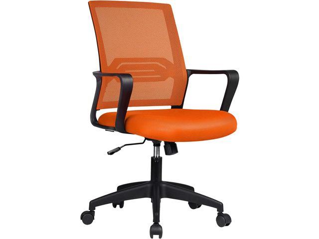 executive computer desk task office chair orange