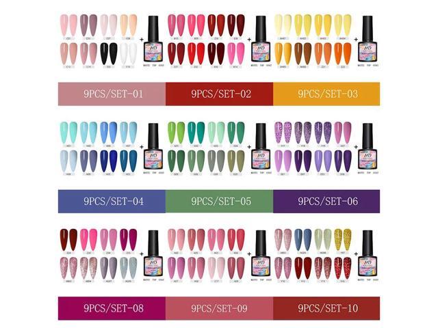 DOLL 9 Pcs/Set 8ml Summer Series Gel Polish Blue-violet Color Semi Permanent Glitter Gel Need UV Gel Nail lamp Nail Art Gel
