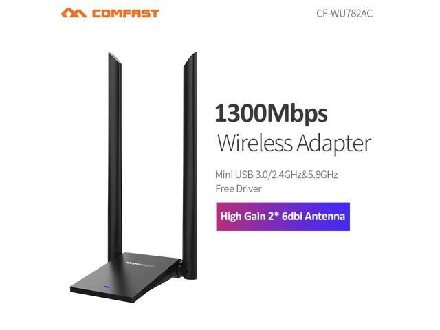 MT7612U High Power USB3.0 Wireless Network Adapter 1300Mbps Desktop PC Wifi Adapters Receiver Long Range Dual 6dBI Wifi Antenna