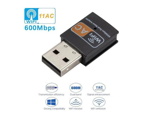 600Mbps Dual Band 2.4GHz 5GHz WiFi Adapter USB Wireless 802.11ac/a/b/g/n Dongle 