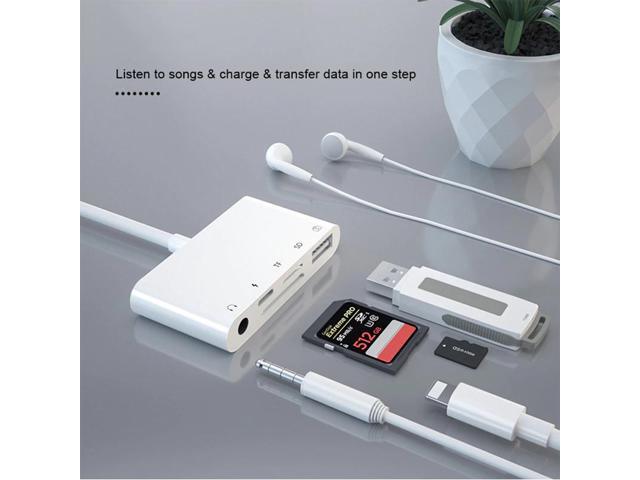 C67 Lightning To Usb3 0 Sd Tf 3 5mm Audio 5in1 Adapter Microusb Usb Card Reader For Iphone 6 7 8 11 X Ios13 Multi Convert Newegg Com