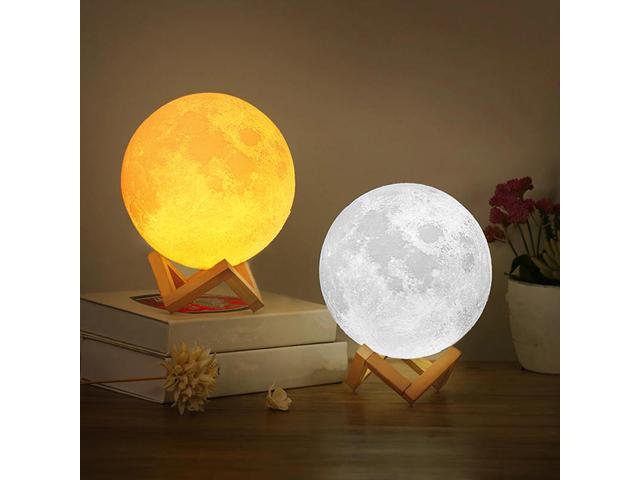 15 cm USB Rechargeable 3D Printing Moon Lunar LED Night Light Lamp with Stand 