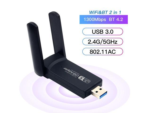 Ubetydelig syg Manifest DERAPID AC1300 USB WiFi Bluetooth Adapter 1300Mbps Dual Band 2.4Ghz/5Ghz Wireless  Network External Receiver Mini USB 3.0 WiFi Card for PC/Laptop/Desktop  Compatible with Windows 7/8/10 - Newegg.com