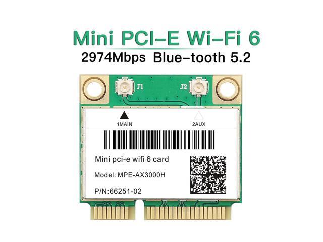 DERAPID MPE-AX3000H WiFi 6 Dual Band 802.11ax Half Mini PCI-E WiFi Card with Bluetooth 5.2 - 3000Mbps MU-MIMOfor Windows 10/11 64 bit