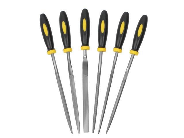 6Pcs File Set, 5.5in Needle Files, 3 mm Diameter Carbon Steel File Kit with Handle, Suitable for Metal, Wood, Glass, Plastic, Leather, Jewelry