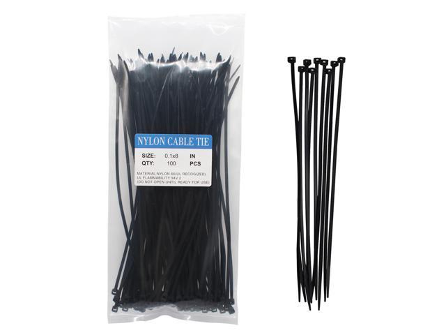 100 set 3 x 200mm Durable Nylon Plastic Cable Ties Zip Fasten Wire Wrap Strap 