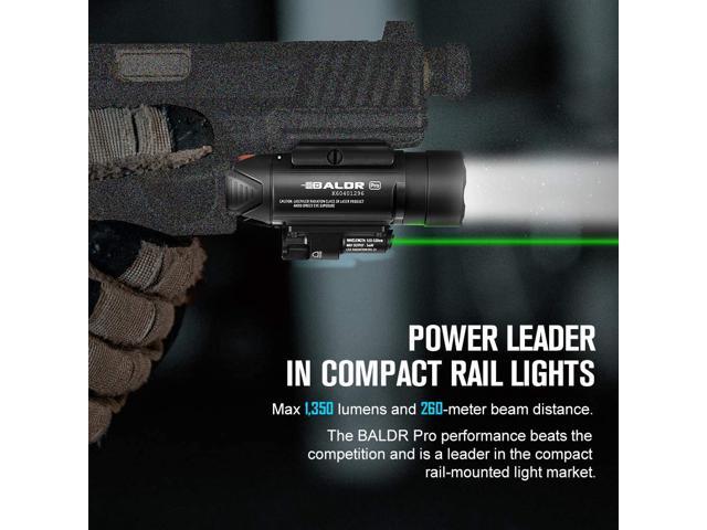 BALDRPRO#0CA00X Black for sale online Olight BALDR Pro 1350 Lumens Green Laser Rail Mounted Tactical Light 