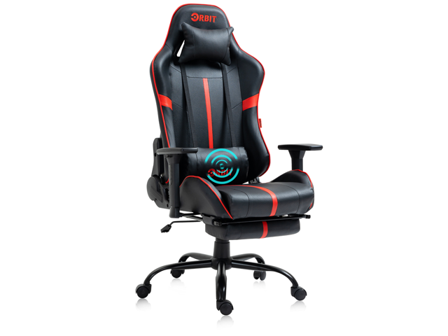 Hdcanada Orbit Series Gaming Chair High Back Ergonomic 3D Armrest & Footrest with Reclining Backrest & Massage Lumbar Pillow - RED