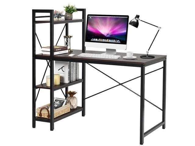 desk with 4 tier shelves