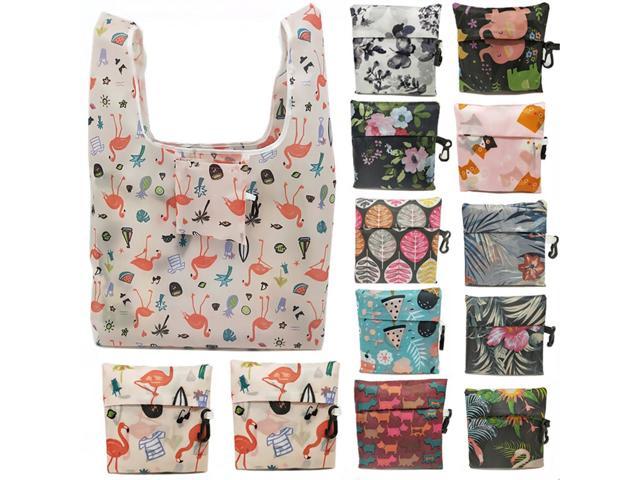 KCASA Flamingo Recycle Shopping Bag Eco Reusable Shopping Tote Bag Cartoon Floral Shoulder ...