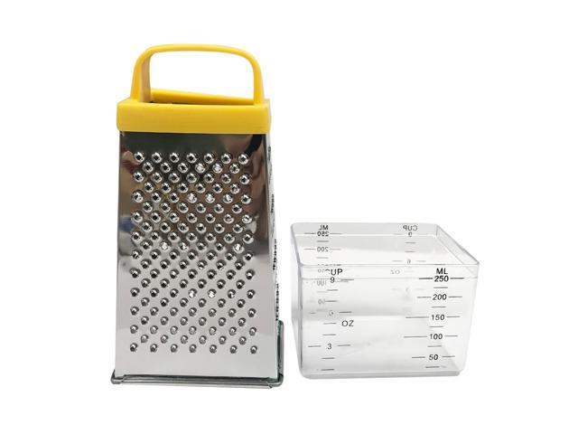 Stainless Steel Manual Cheese Vegetable Grater Box 4 Sided with Container Box (Handle in Random Color)