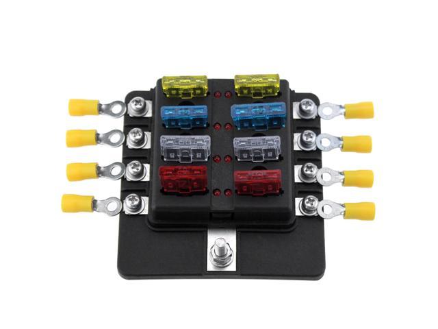8 WAY SIDE ENTRY FUSE HOLDER WITH FREE LED GLOW BLOW FUSES F 