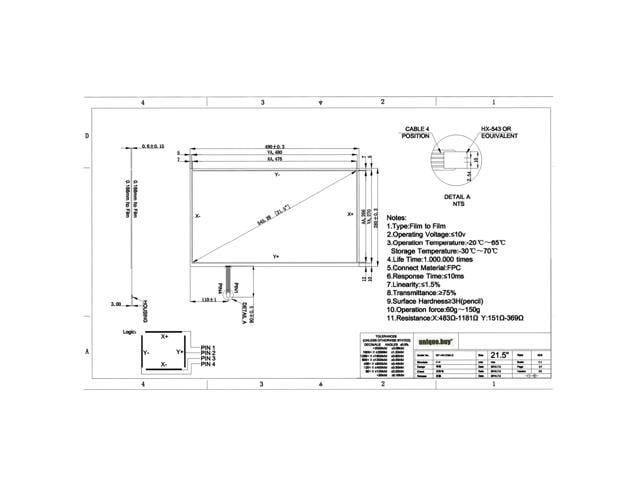 21.5 Inch Resistive for 490mm*285mm Touch Screen Panel 490mmx285mm 4