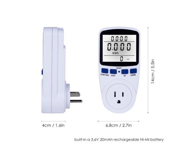 LCD Display Electricity Usage Power Meter Socket Energy Watt Volt Amps  Wattage KWH Consumption Analyzer Monitor Outlet - with Backlight  AC110V~130V US Plug - Newegg.com