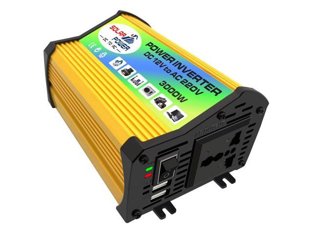 Peaks Power 3000W Modified Sine Wave Inverter High Frequency Power Inverter  DC 12V to AC 220V Converter Car Power Charger Inverter with 2.1A Dual USB  Port Battery Clips 